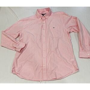 Vineyard Vines Button Up Shirt Tucker Shirt Men's Size L Pink Slim Fit Check